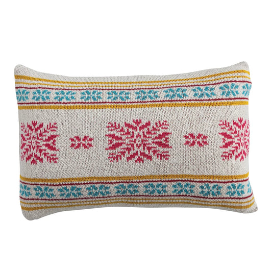 Pillow Lumbar Holiday Snowflake Pattern 24"L x 16"H