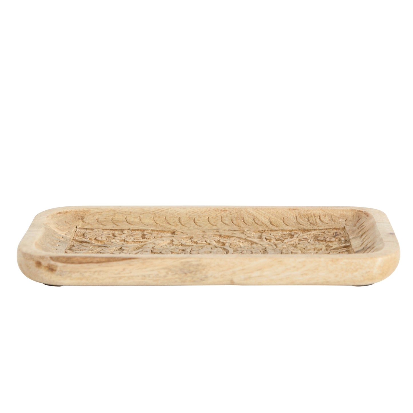 10"L x 6"W Hand-Carved Mango Wood Tray