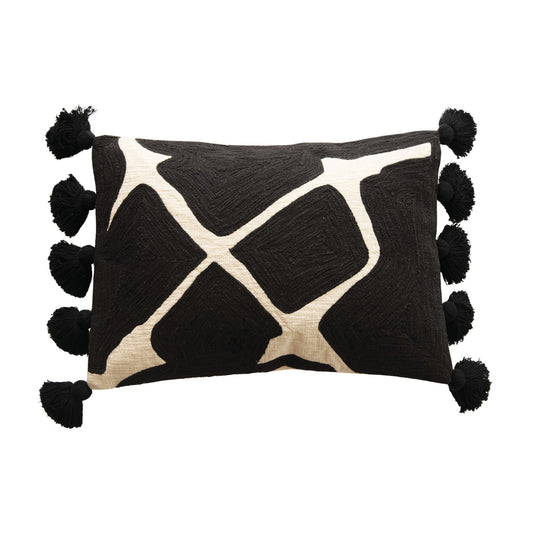 Lumbar Pillow Embroidered Cotton 26" x 18"