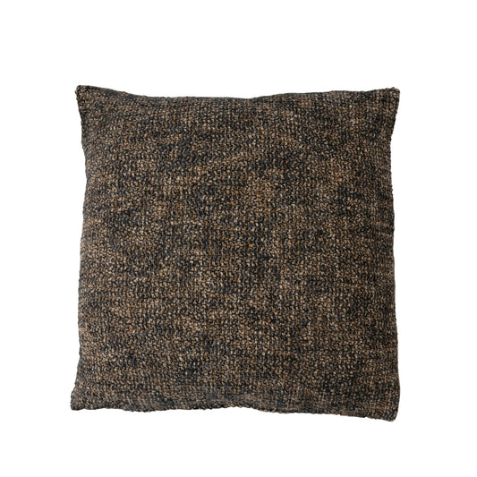 Pillow Boucle Melange Cotton Blend Black & Natural 20" Square