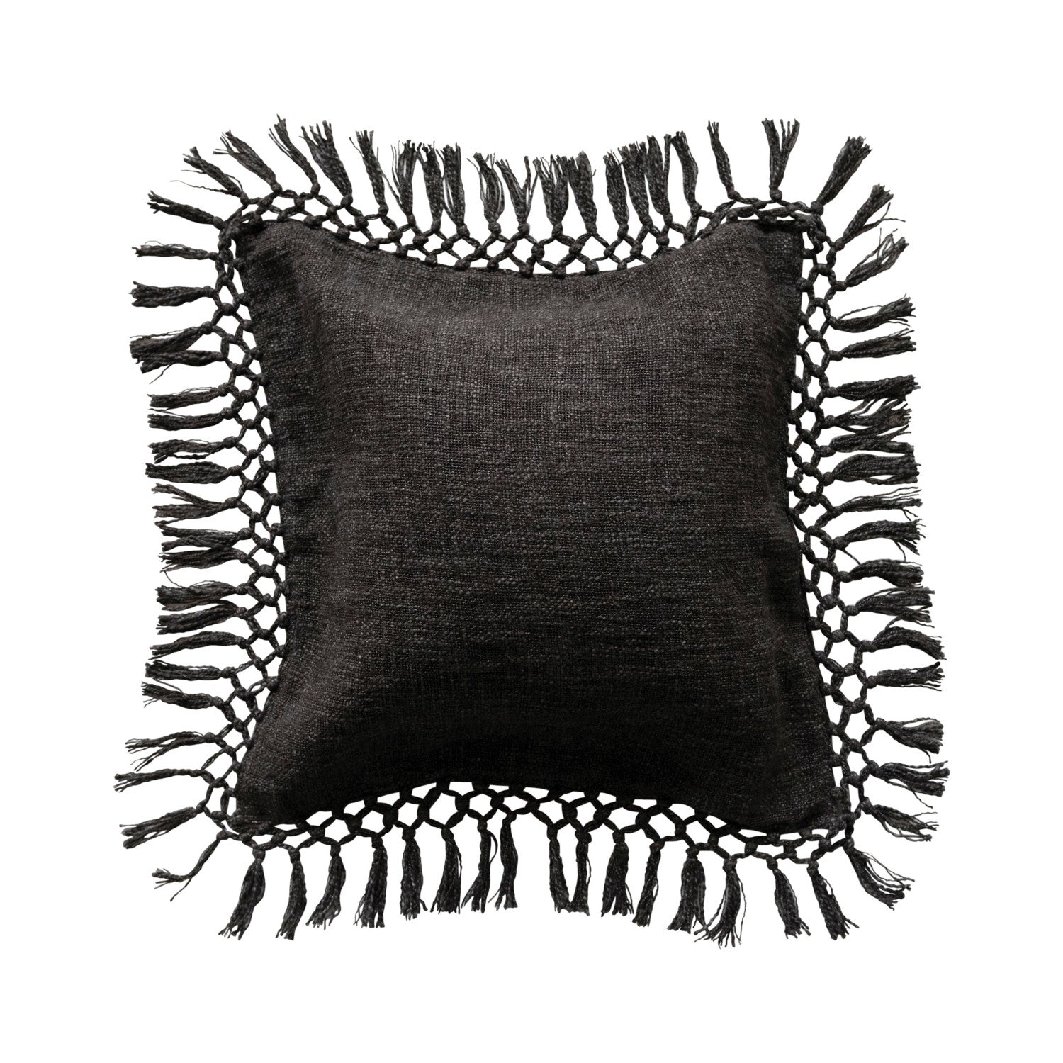 Creative Co-Op Crochet & Fringe Pillow