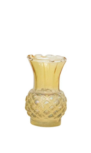 Vase Debossed Glass Yellow 3.25" High Extra Small