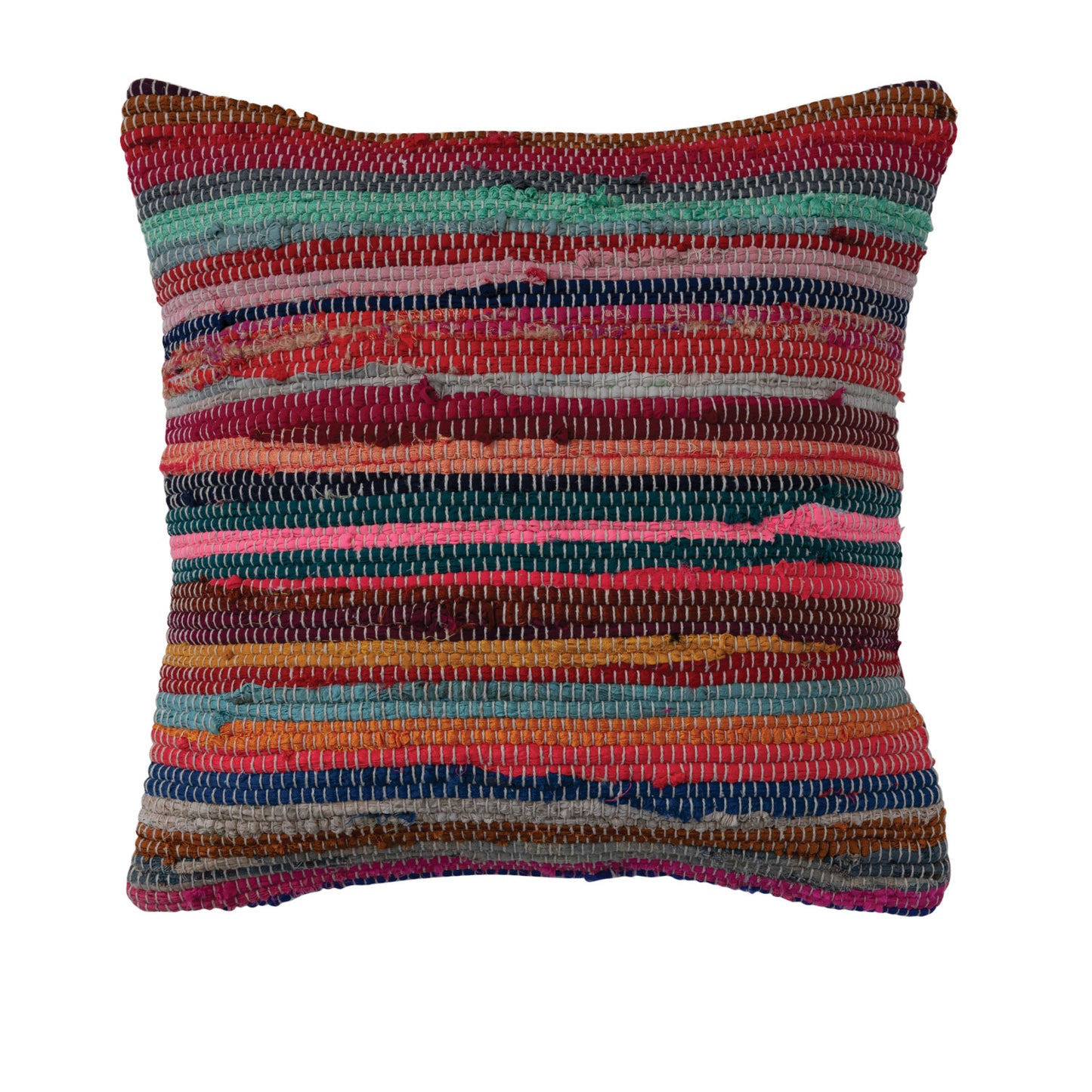 18" Woven Recycled Cotton Chindi Pillow, Polyester Fill