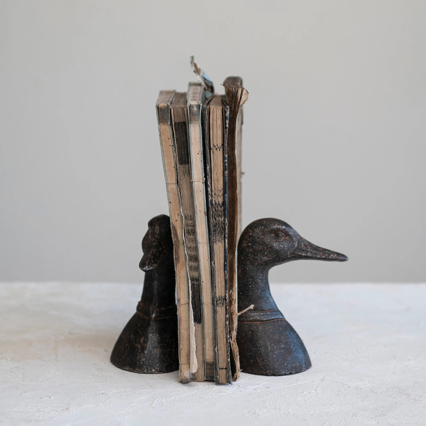 Bookends Cast Iron Duck Heads Brown (Sold as Pair)