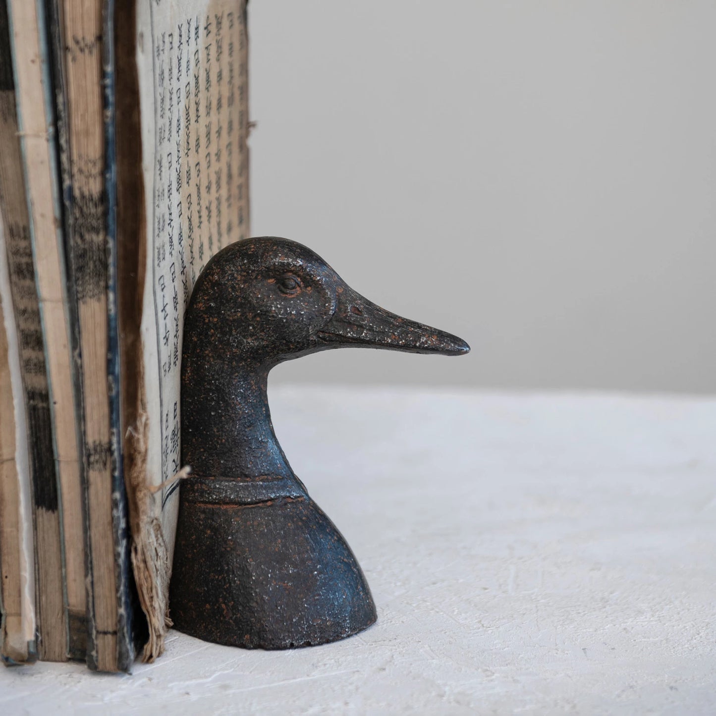 Bookends Cast Iron Duck Heads Brown (Sold as Pair)
