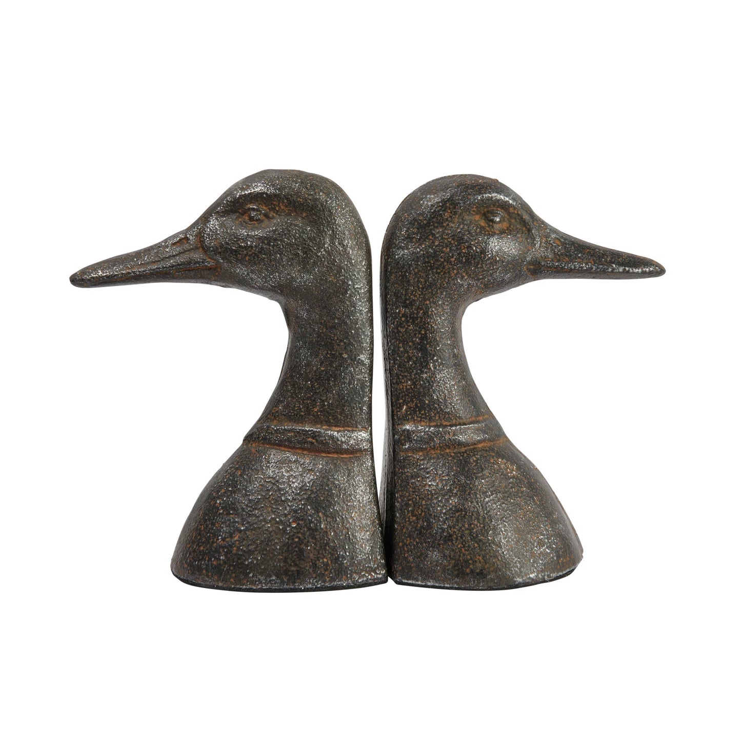 Bookends Cast Iron Duck Heads Brown (Sold as Pair)