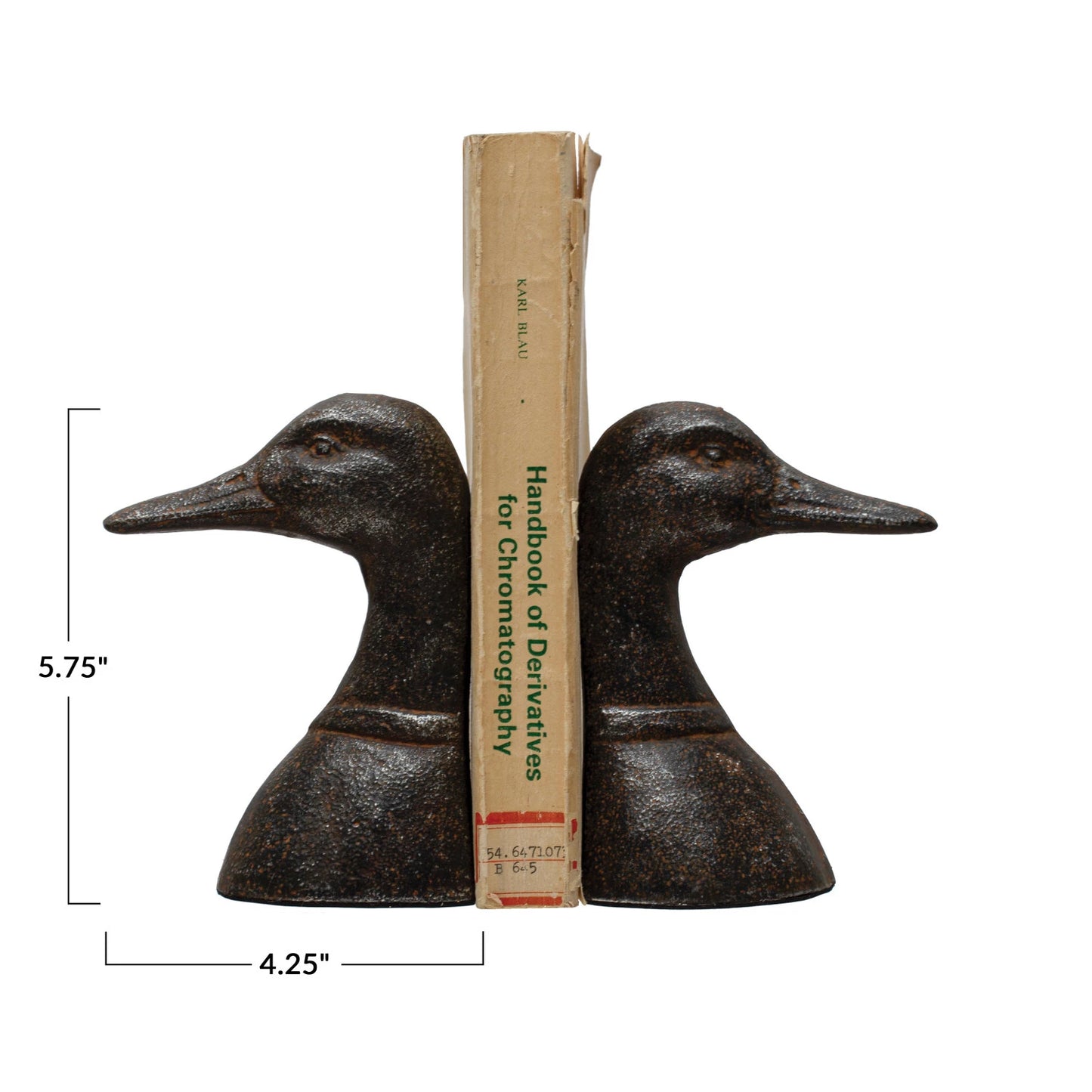 Bookends Cast Iron Duck Heads Brown (Sold as Pair)