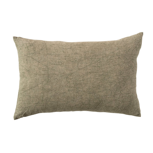 24"L x 16"H Stonewashed Linen Lumbar Pillow Olive Color