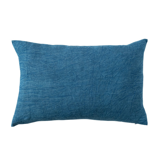 24"L x 16"H Stonewashed Linen Lumbar Pillow Navy Color