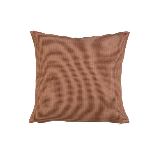 20" Square Woven Linen & Cotton Waffle Pillow Terracotta Color