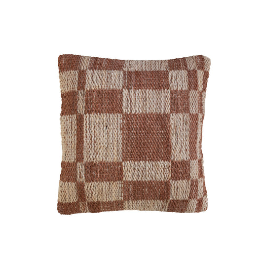 Throw Pillow Pattern & Natural Woven Jute & Cotton Square 20"