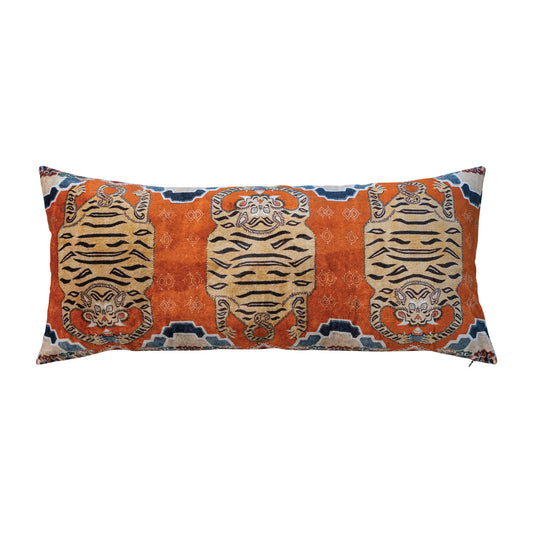 Lumbar Pillow Printed Cotton Velvet 32"L x 14"H