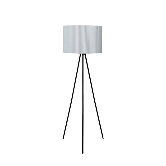 Floor Lamp Metal Tripod w/ Pleated Jute Shade