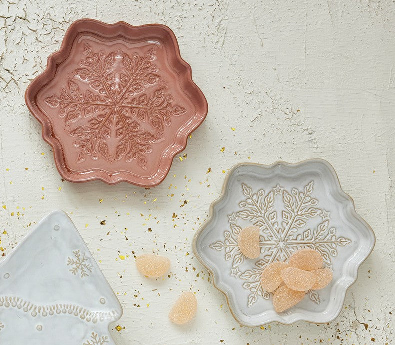 Holiday - Plate - Stoneware - Snowflake Shaped - 6" Round