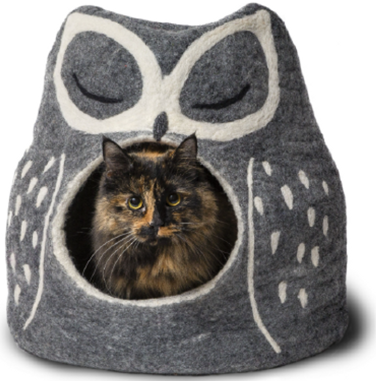 Cat Bed Wool Pet Cave Owl Grey