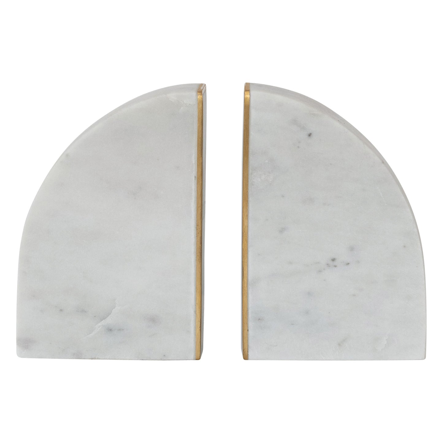 Bookends Marble White With Brass Inlay 5"h (Sold as Pair)