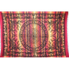 Tapestry Full Size Overprint Madras Elephant Red