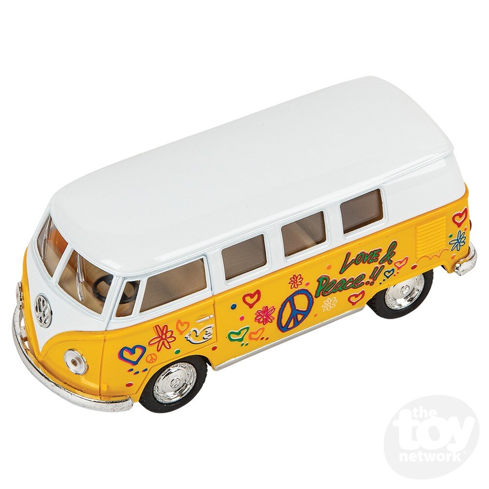 Diecast Pullback - VW Bus - Flower Power - 1962 - 5" - Sold Individually