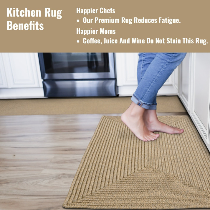 Ultra Durable Braided Rectangular Rug Biscuit 5' x 8'