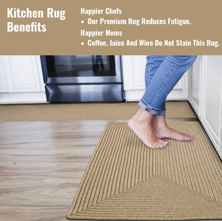 Ultra Durable Braided Rectangular Rug Biscuit 20" x 30"