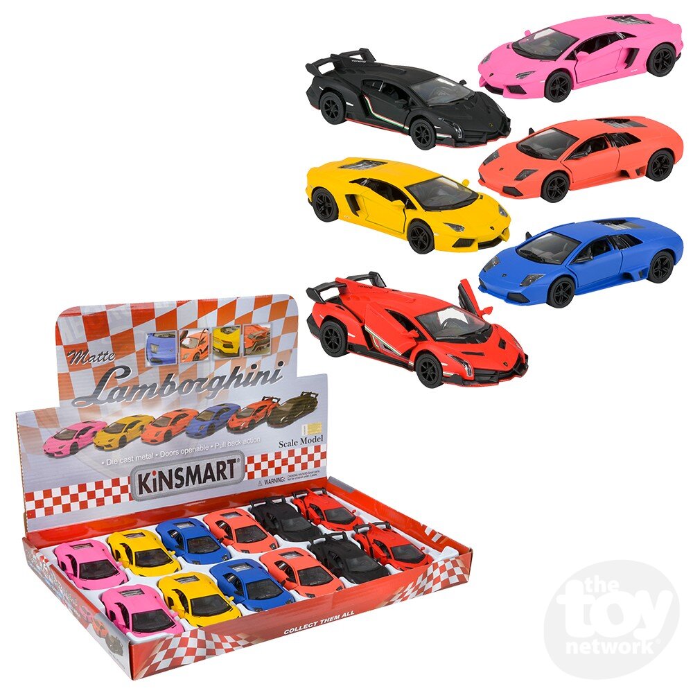 Diecast Pullback - Lamborghini - Sports Car Matte Finish - 5" - Sold Individually