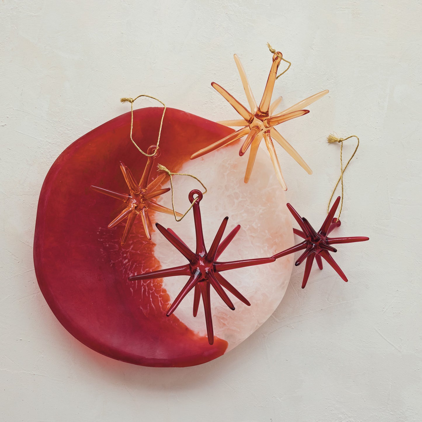Ornament - Handmade Glass - Star - Red - 4"h