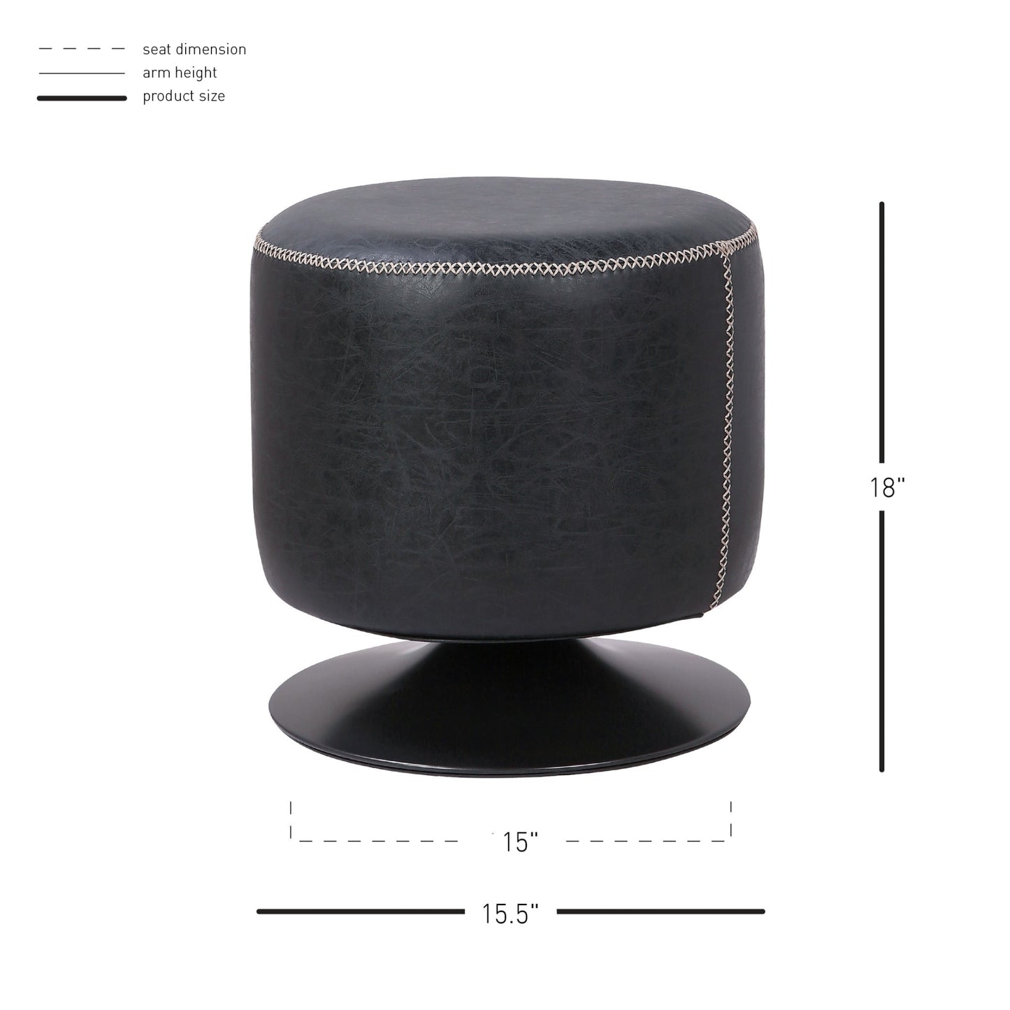 Gaia Round Ottoman Polyurethane Black