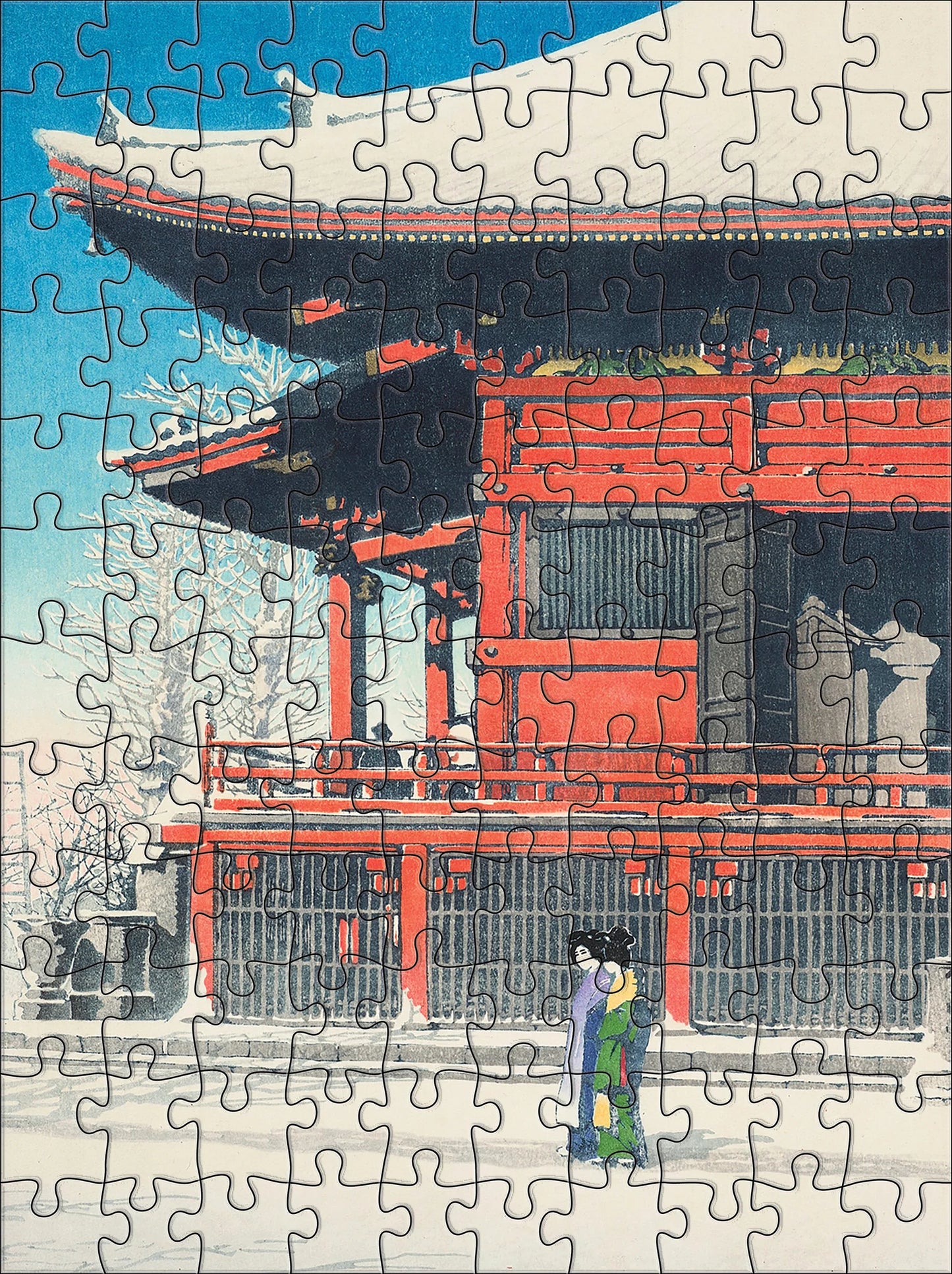 Jigsaw Puzzle Mini - 120 Piece - 4 Image Set - Kawase Hasui - Snowfall