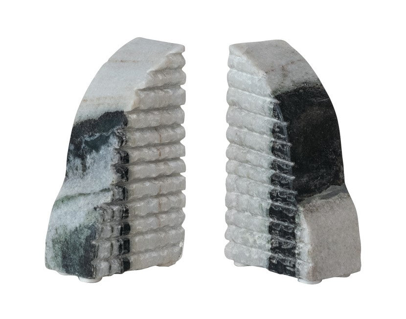 Bookends Marble Carved Black Mélange - Sold as a Set of 2