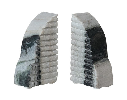 Bookends Marble Carved Black Mélange - Sold as a Set of 2
