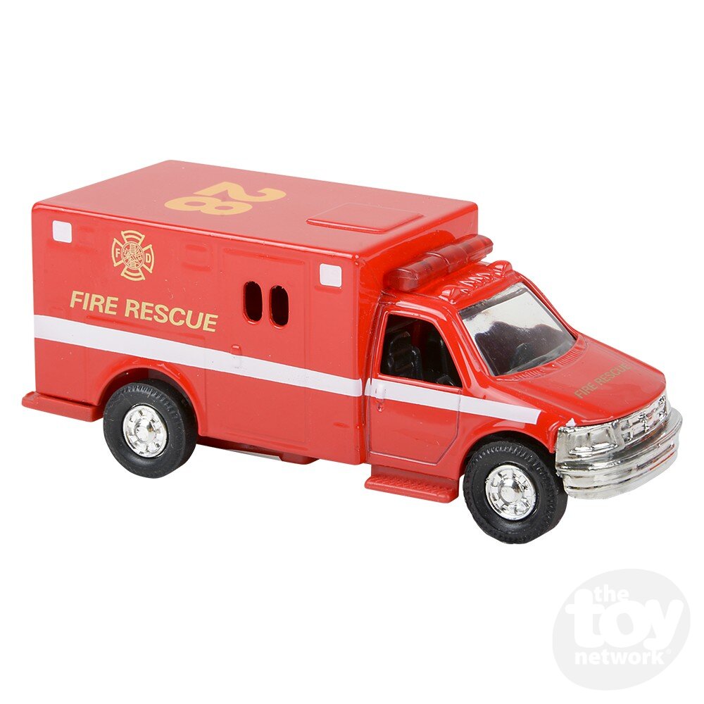 Diecast Pullback - Rescue Squad Ambulance - 5" - Sold Individually
