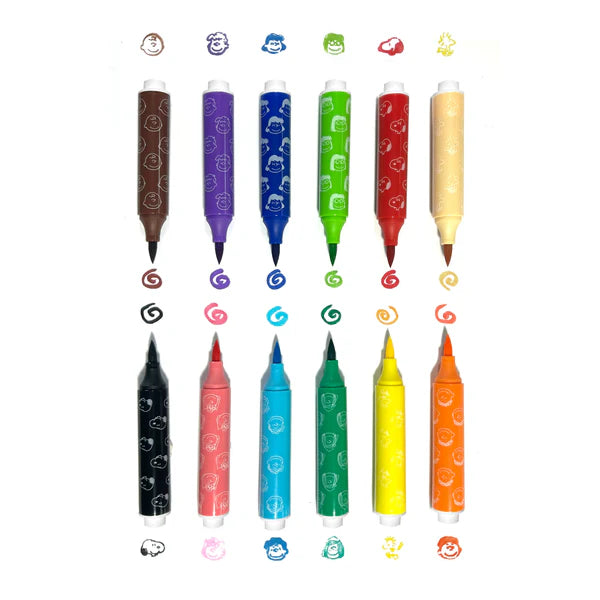 Ooly x Peanuts Double Ended Brush & Stamp Markers