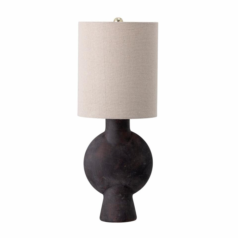 Lamp Terracotta Matte Black Base With Linen Shade 8" Round x 21.5"H