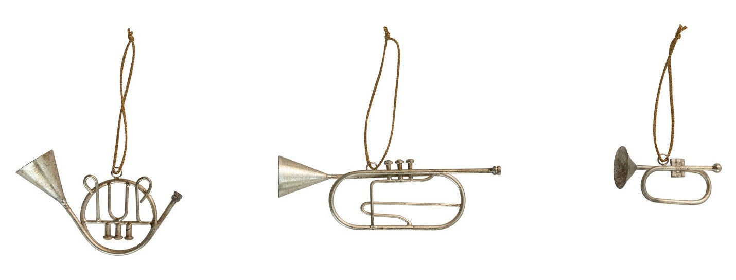 Ornament - Metal - Musical Instrument - Antique Silver Finish - 1.75" - 3"h
