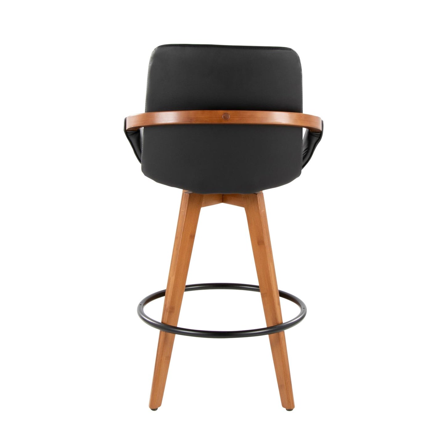 Cosmo Swivel Counter Stool Polyurethane Black & Walnut Wood