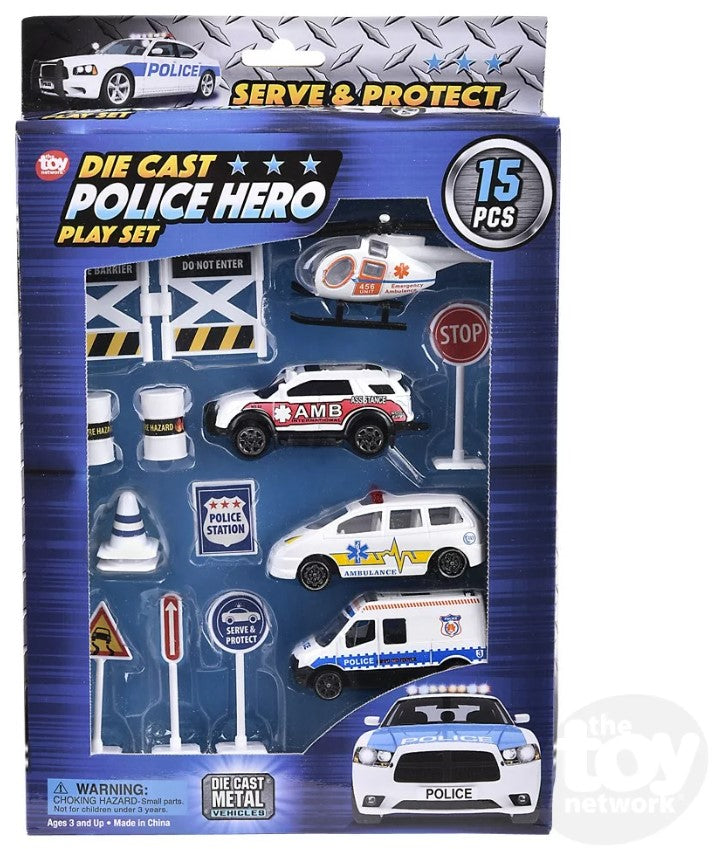 Diecast Play Set Police 15 Piece