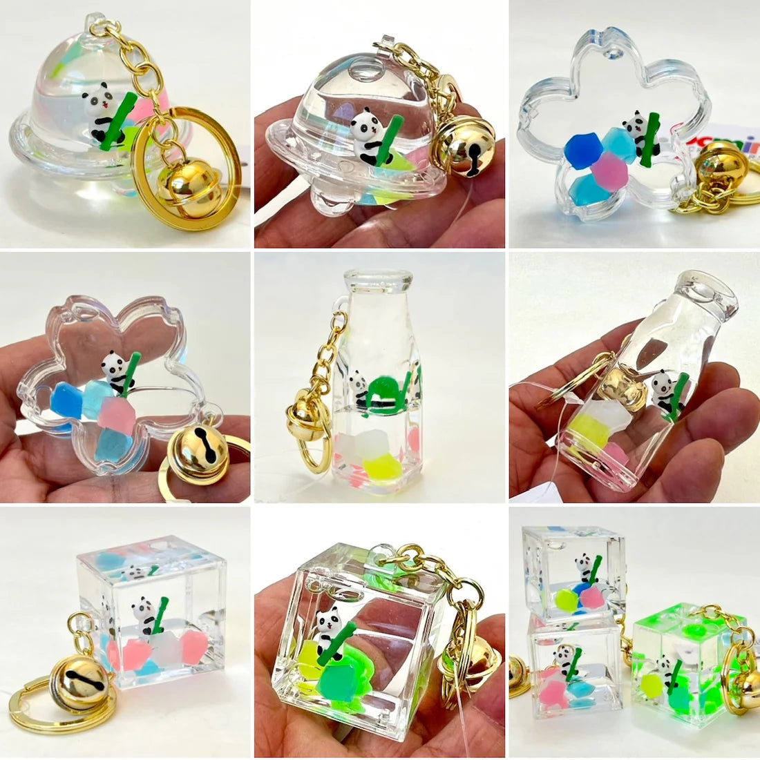 Keychain Charm Panda & Bamboo Floaty in Various Containers - Sold Individually