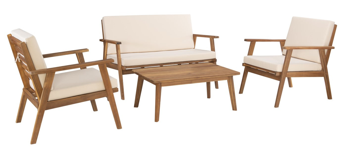 Cosgrove Acacia Wood Outdoor Chair with Natural Cushion