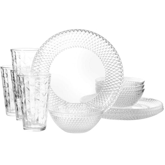 Clearview Diamond Glass 12 Piece Dinnerware Set