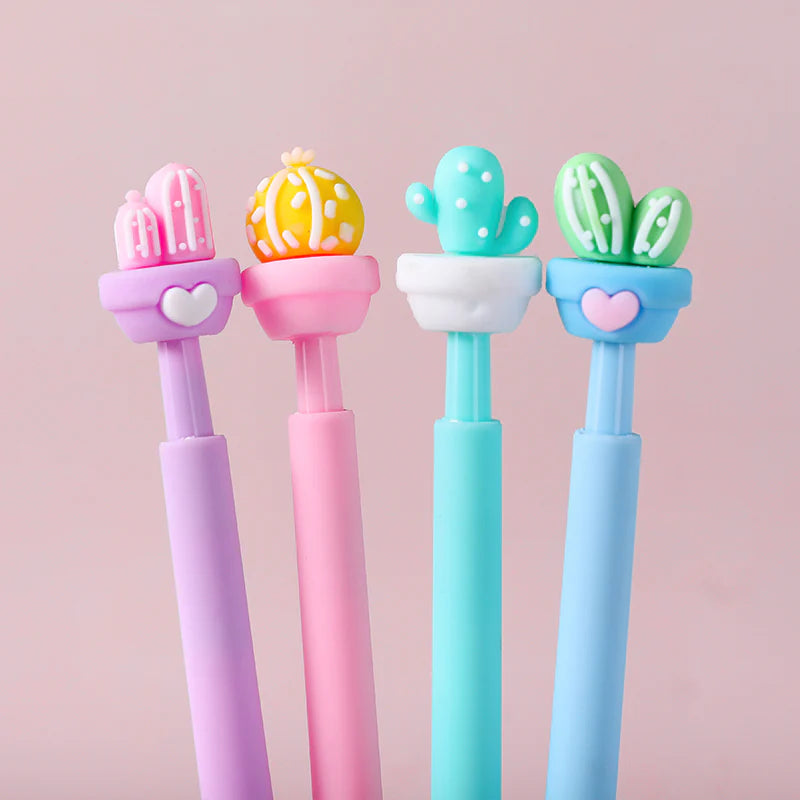 Gel Pen Cactus Bright Colors Heart Planter Pot (Sold Individually)