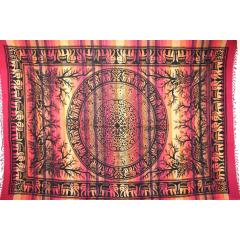 Tapestry Single Size Overprint Madras Elephant Red