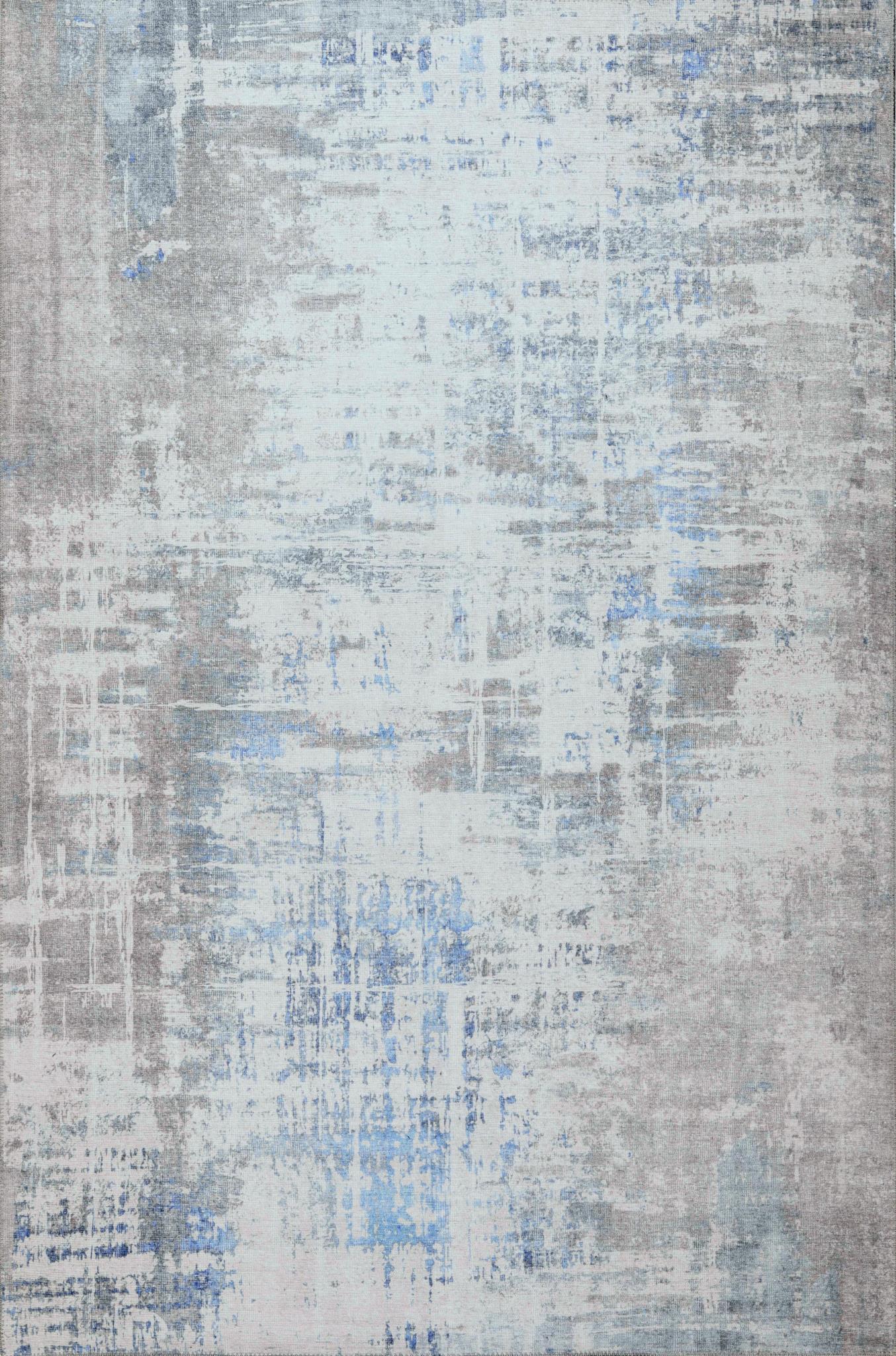 London Elements Grey/Blue Washable Rug 3'9" x 5'6"