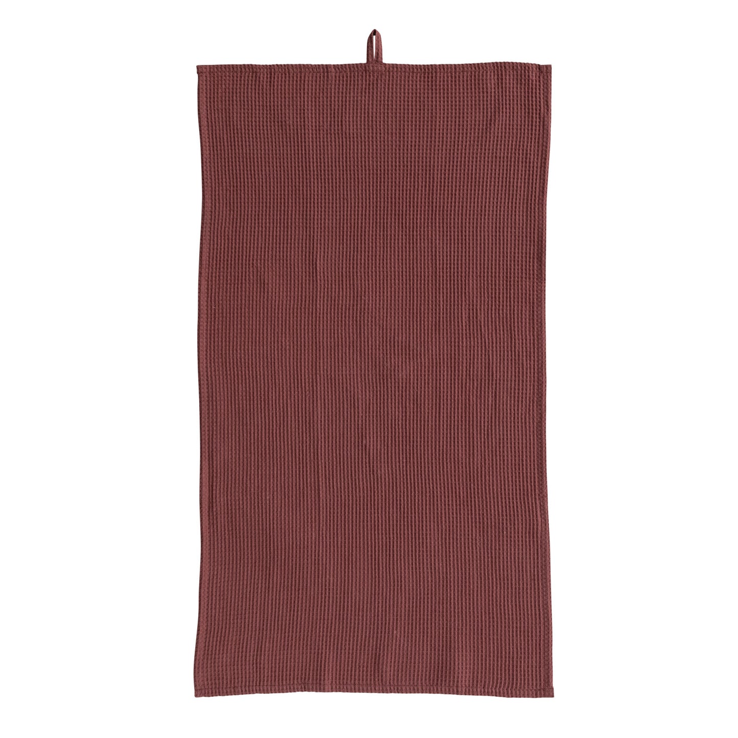 Oversized Woven Linen & Cotton Waffle Tea Towel w/ Loop Berry Color