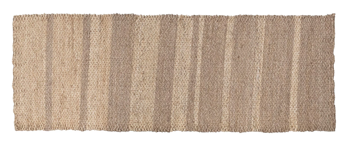 Rug Runner Handwoven Seagrass & Cornhusks Natural Stripes 6.5' Long
