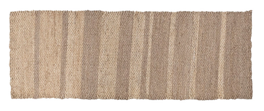 Rug Runner Handwoven Seagrass & Cornhusks Natural Stripes 6.5' Long