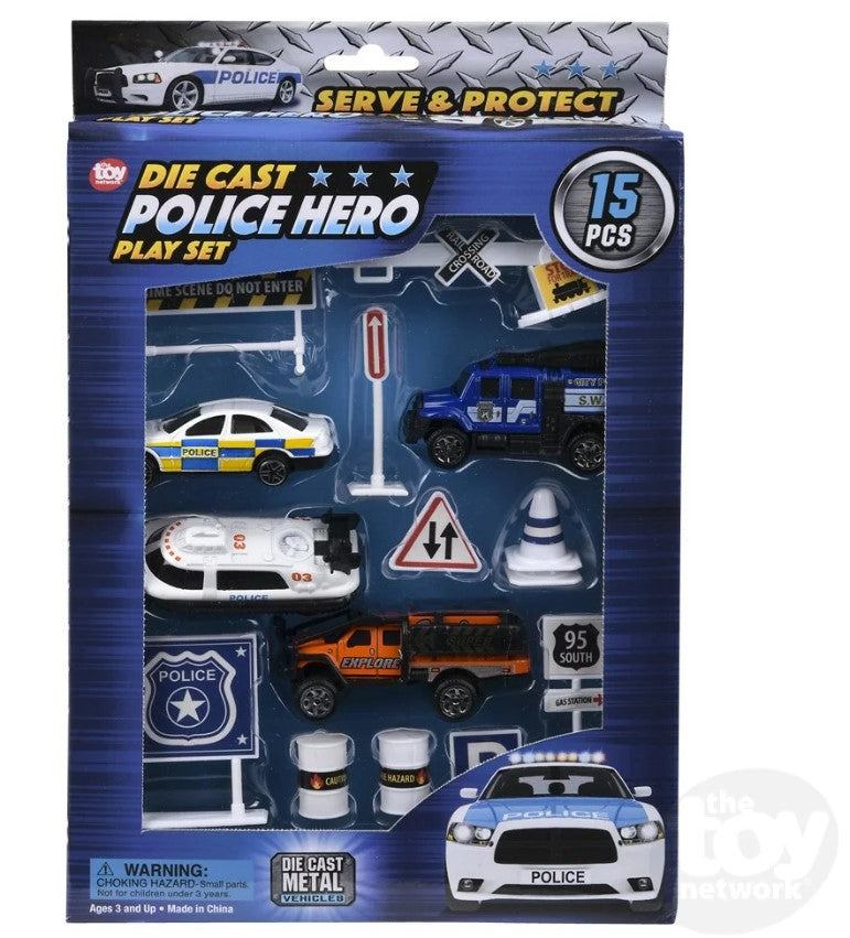 Diecast Play Set Police 15 Piece