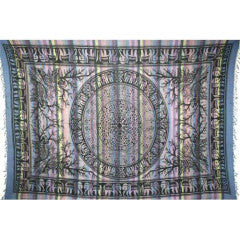 Tapestry Twin Size Overprint Madras Elephant Blue