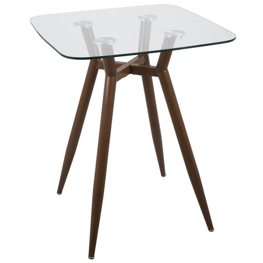 Clara Counter Table Walnut Metal & Clear Glass 30" Square
