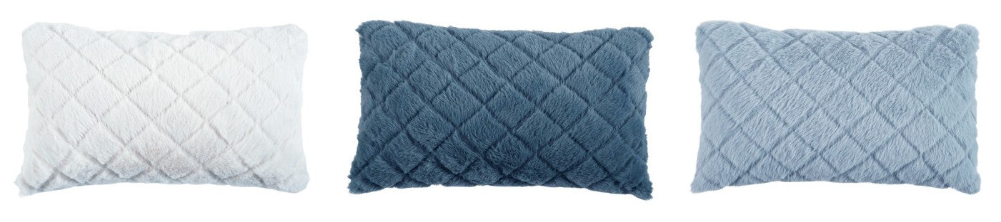 Pillow Lumbar Faux Fur Quilted 14" x 9"