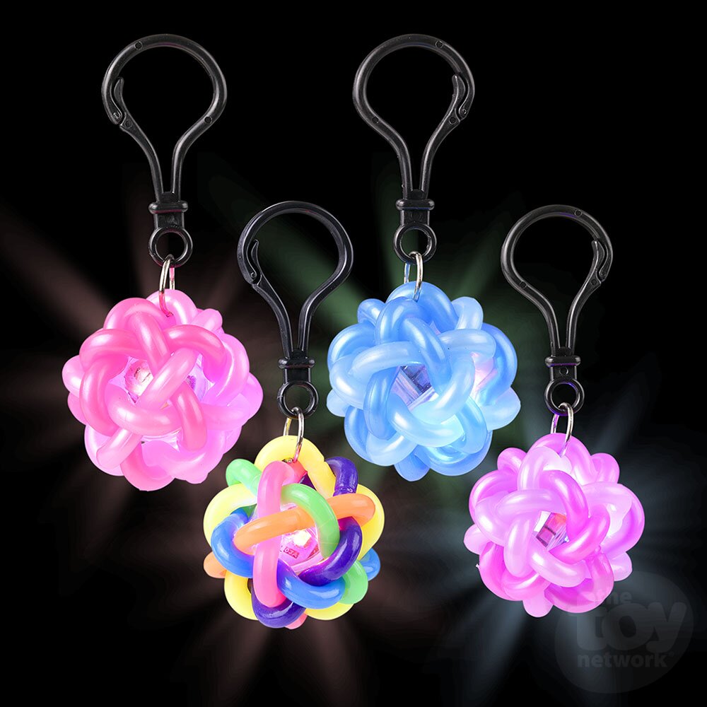 Loop Ball Light Up Backpack Clip Assorted Colors 1.5" (Sold Individually)